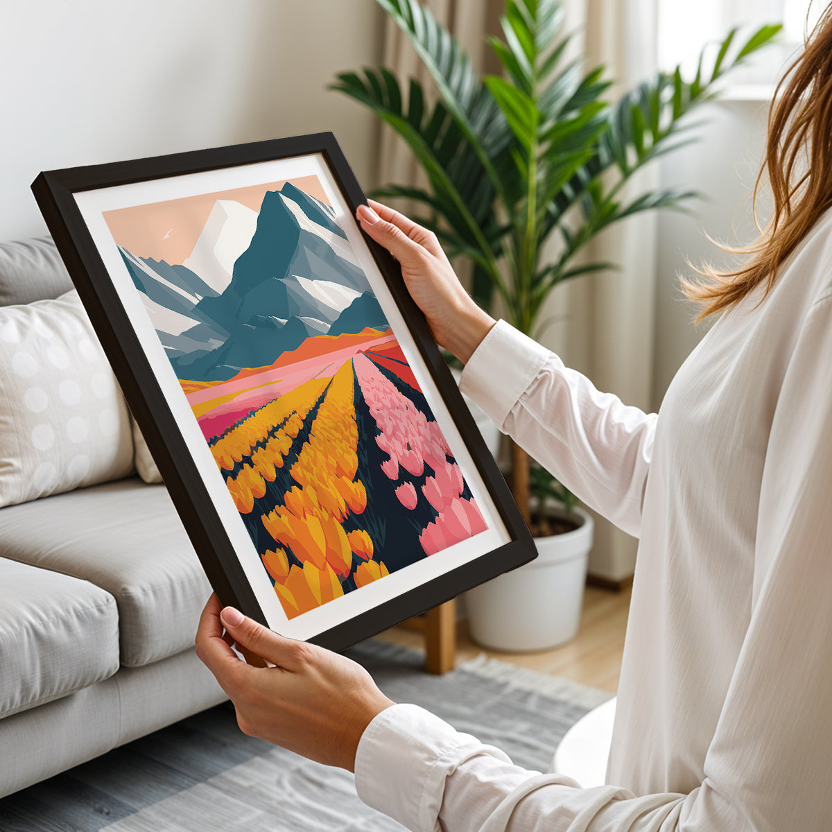 Blooming Valley Landscape Wall Frame – Set of 1