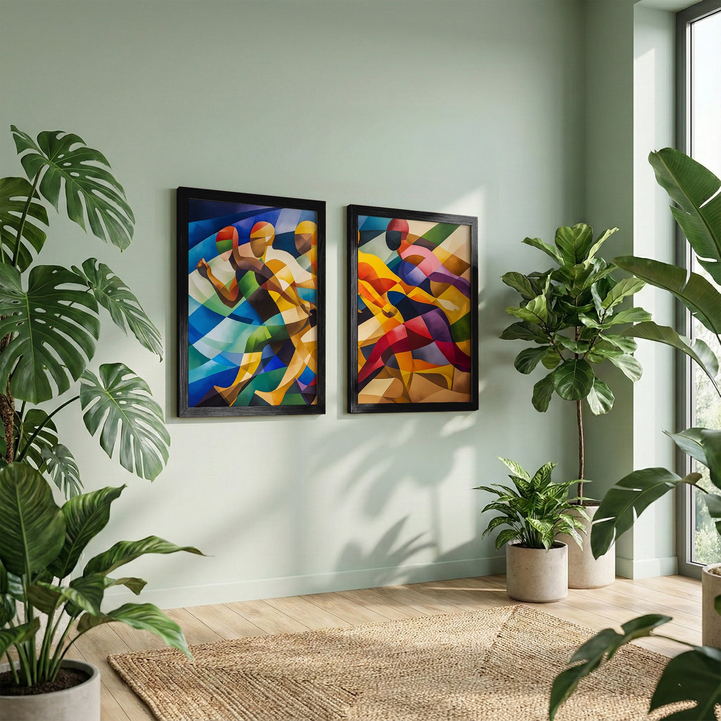 Vibrant Abstract Figures Poster Set of 2