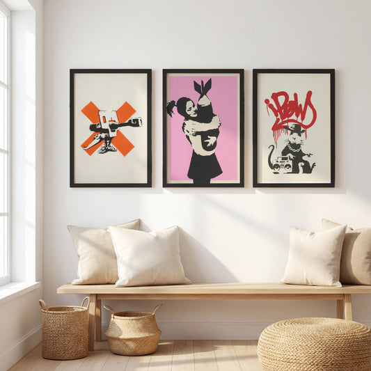 Banksy Inspired Street Art Wall Set of 3