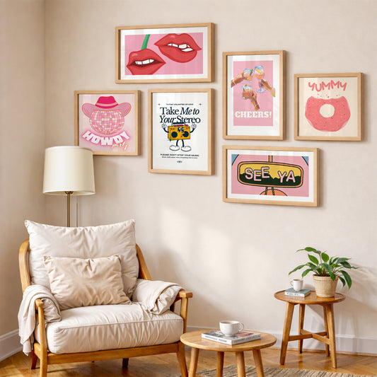 Bubblegum Wall Art Set of 6