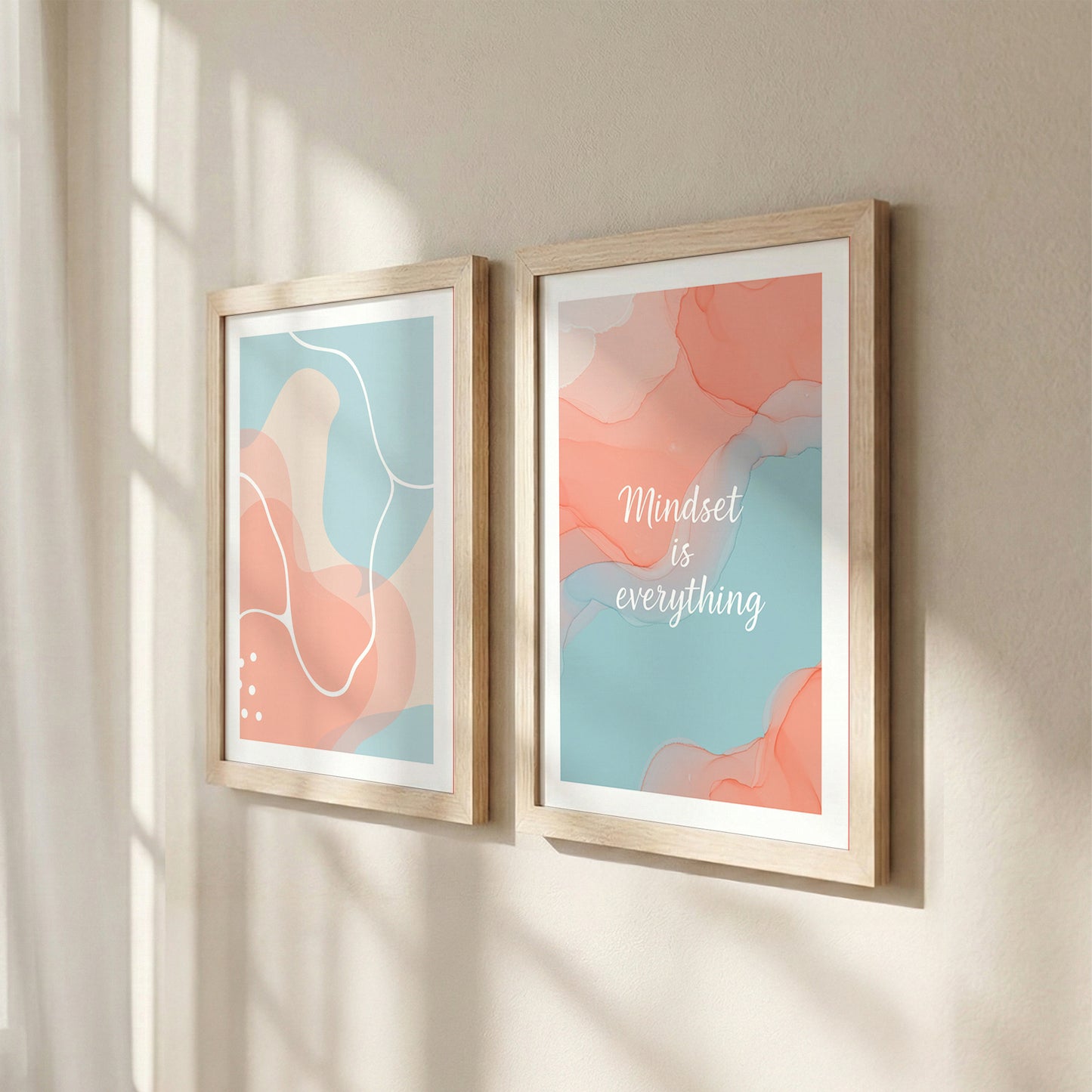 Mindset Is Everything Abstract Wall Art Set of 2
