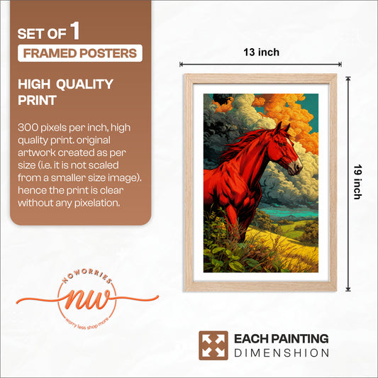 Fiery Red Stallion Wall Frame