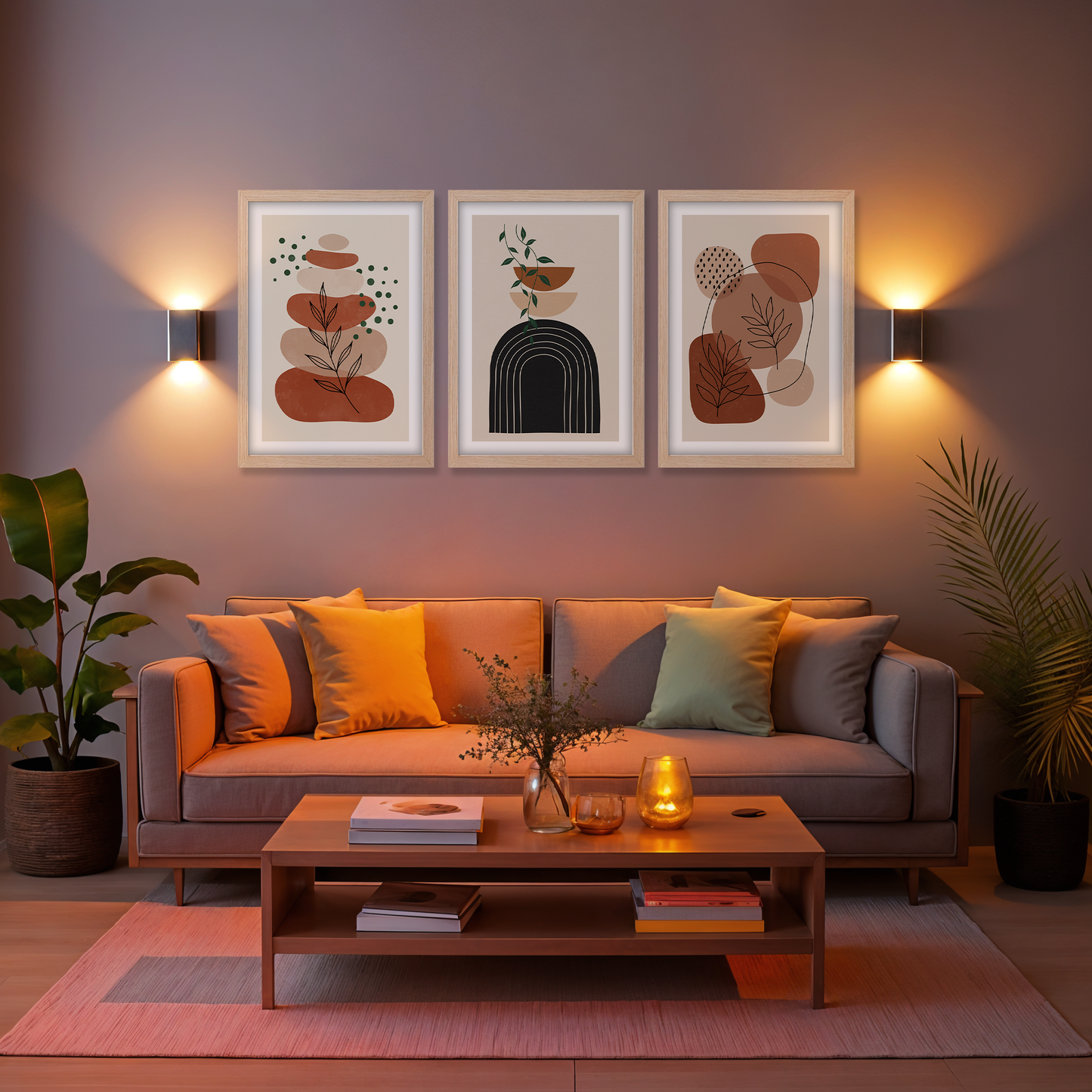 Terracotta Abstract Trio Wall Frame