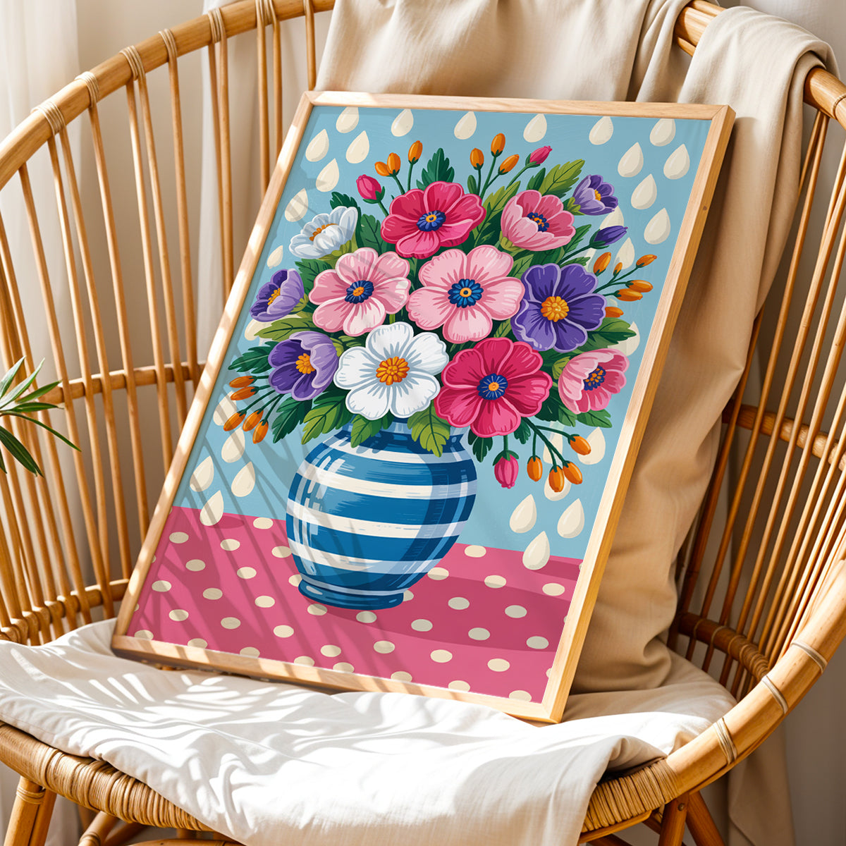 Blooming Floral Vase Framed Wall Art Print