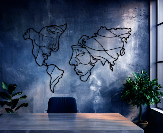 Abstract Faces Pinewood Wall Art