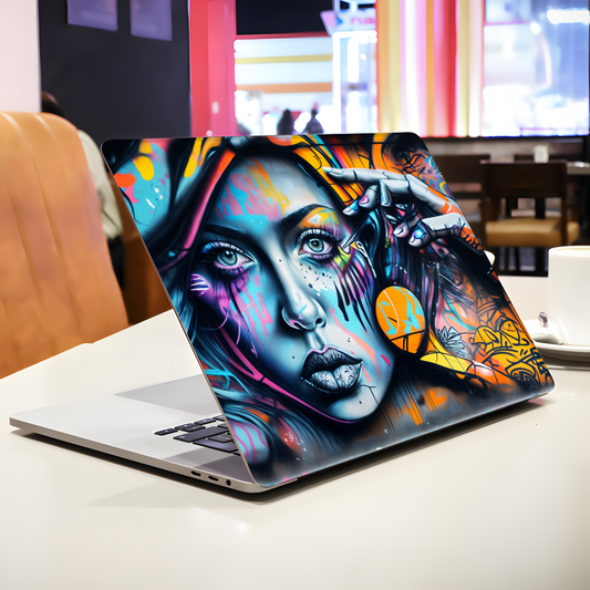 Neon Graffiti Portrait Laptop Skin