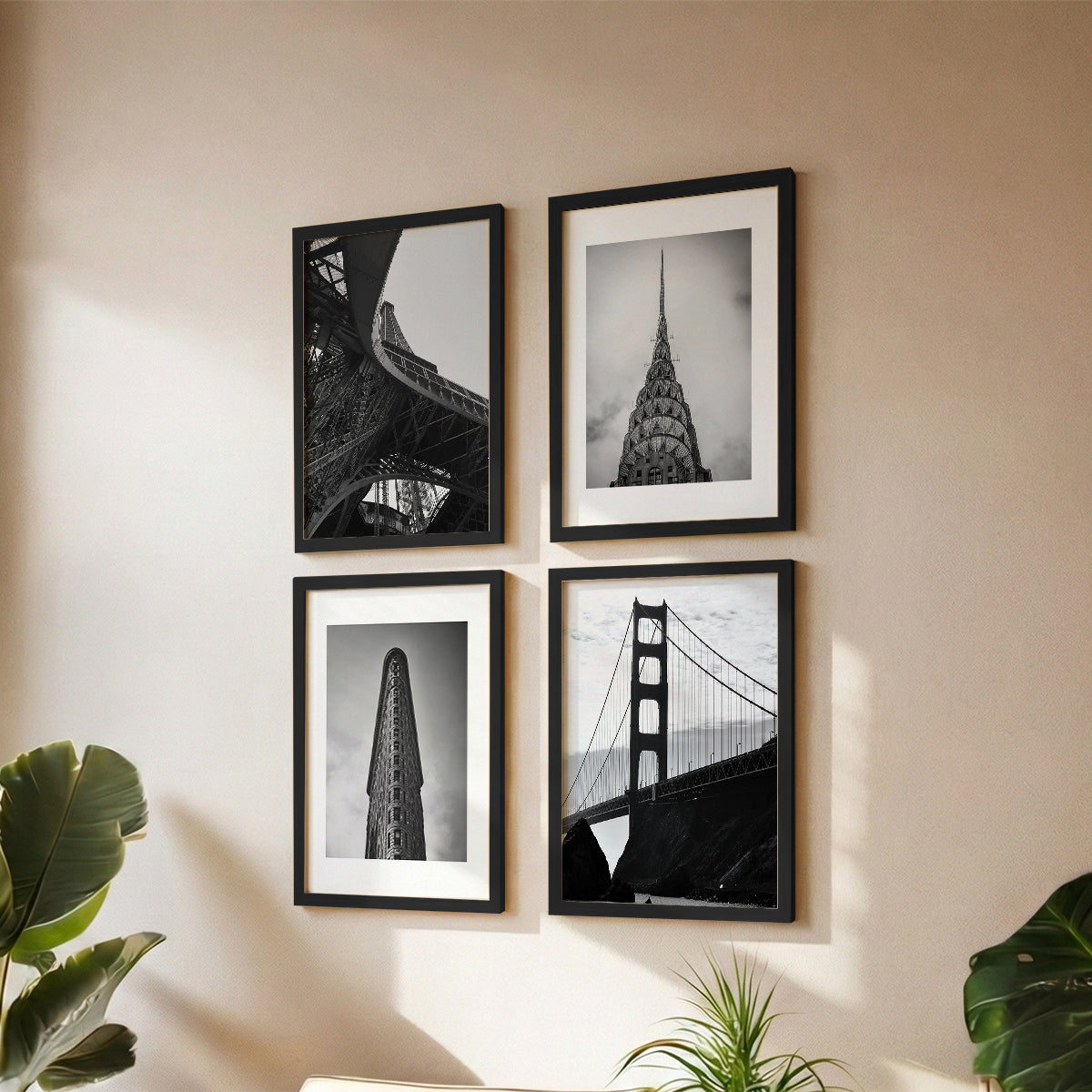 Vintage Cityscape Wall Art Set of 4
