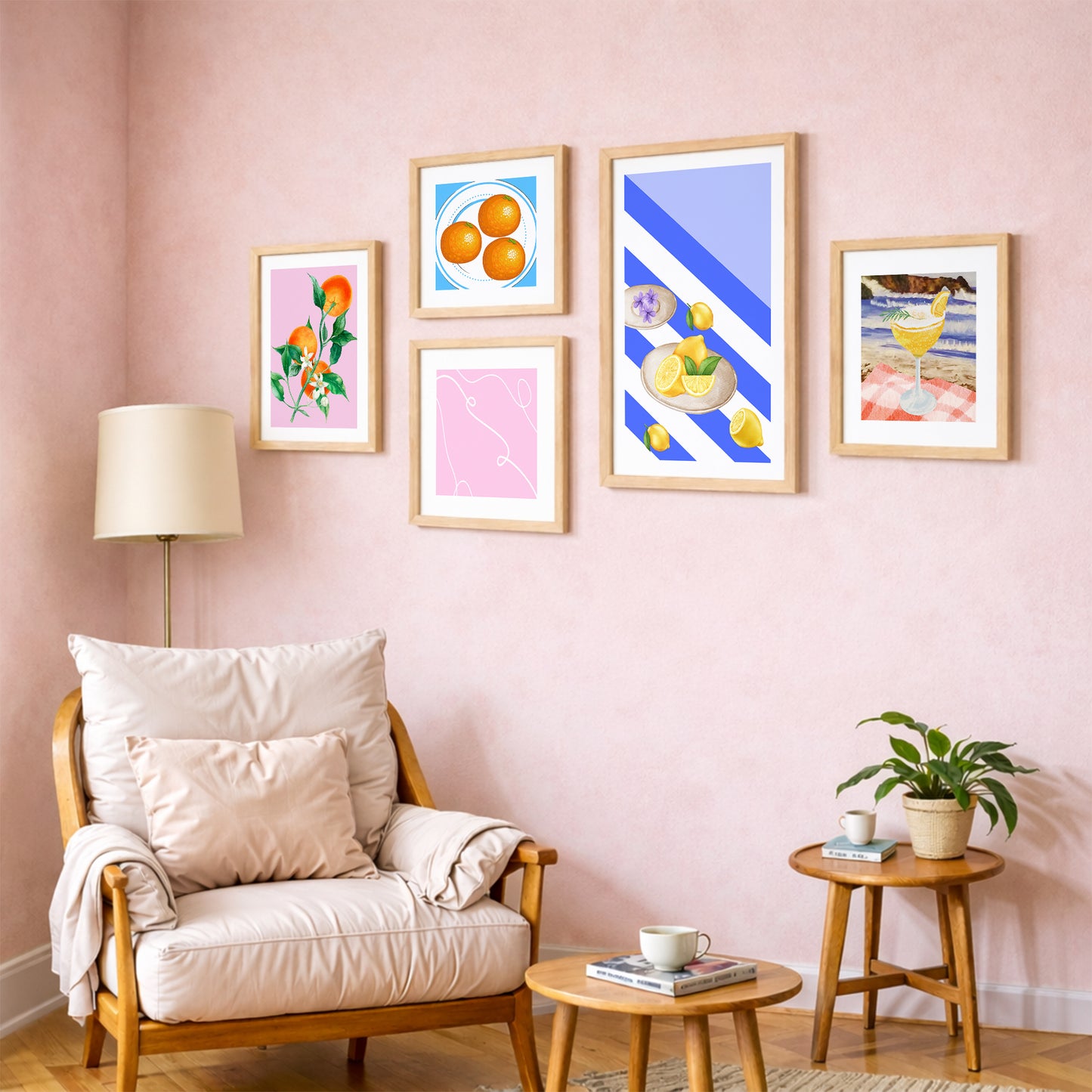 Summer Fruit Wall Art Set of 5
