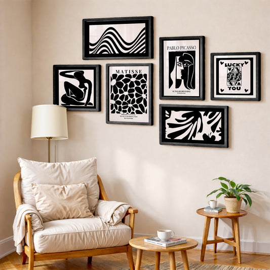 Black Canvas Wall Art Set of 6