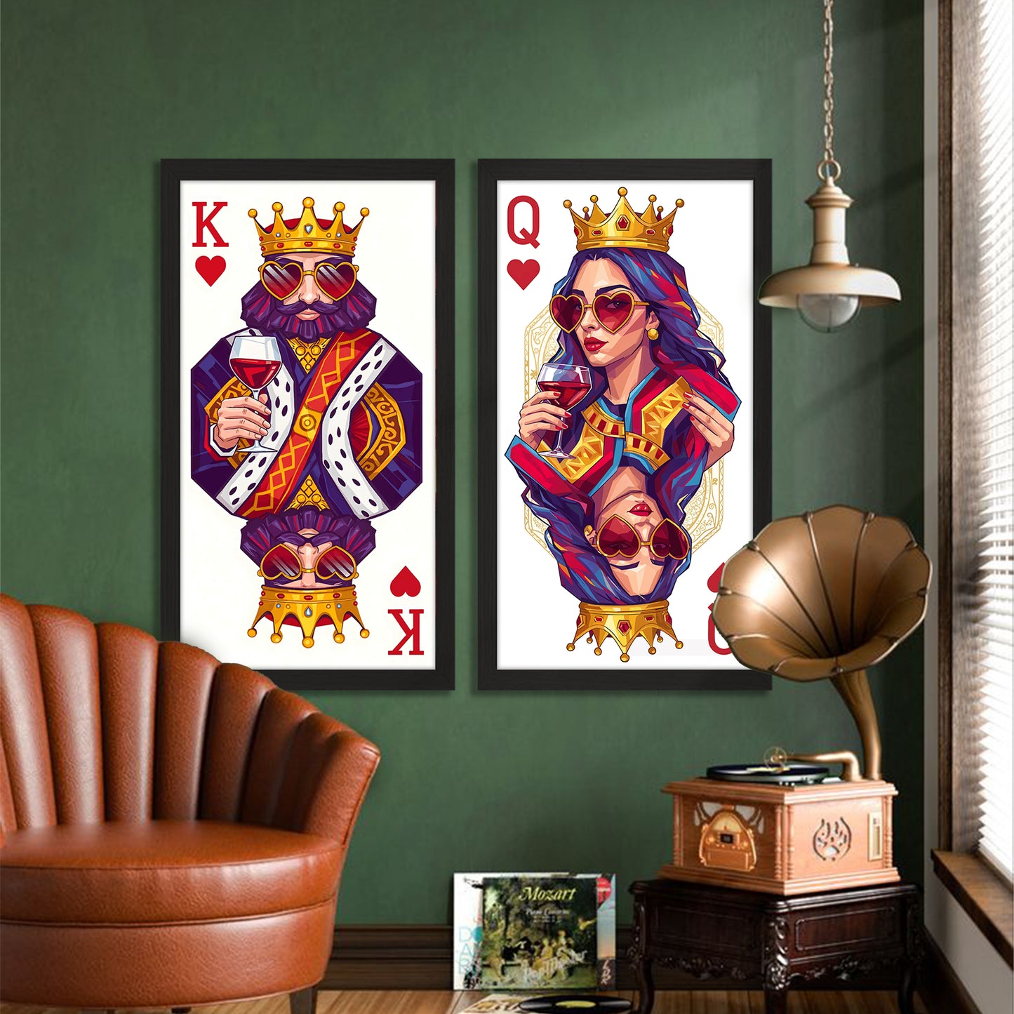 King & Queen Card Art Wall Frame Set of 2