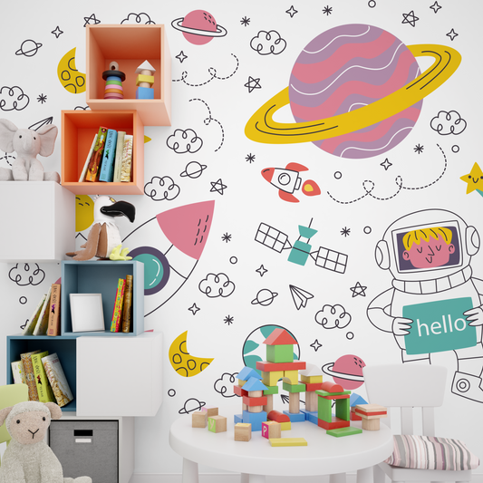 Whimsical Cosmic Adventure Wall Stickers
