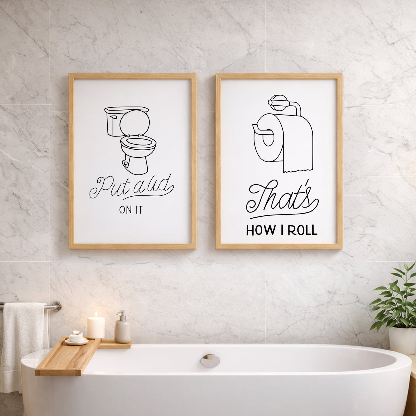 Funny Toilet Humor Wall Frames Set of 2