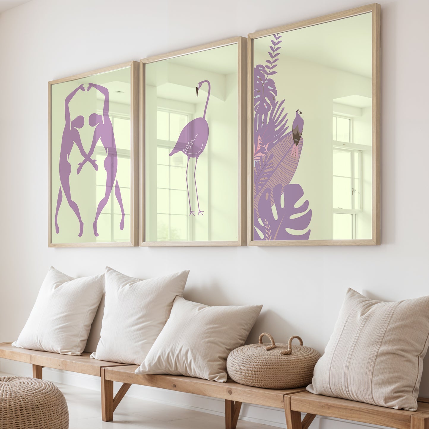 Pastel Flamingo Wall Frames Set of 3