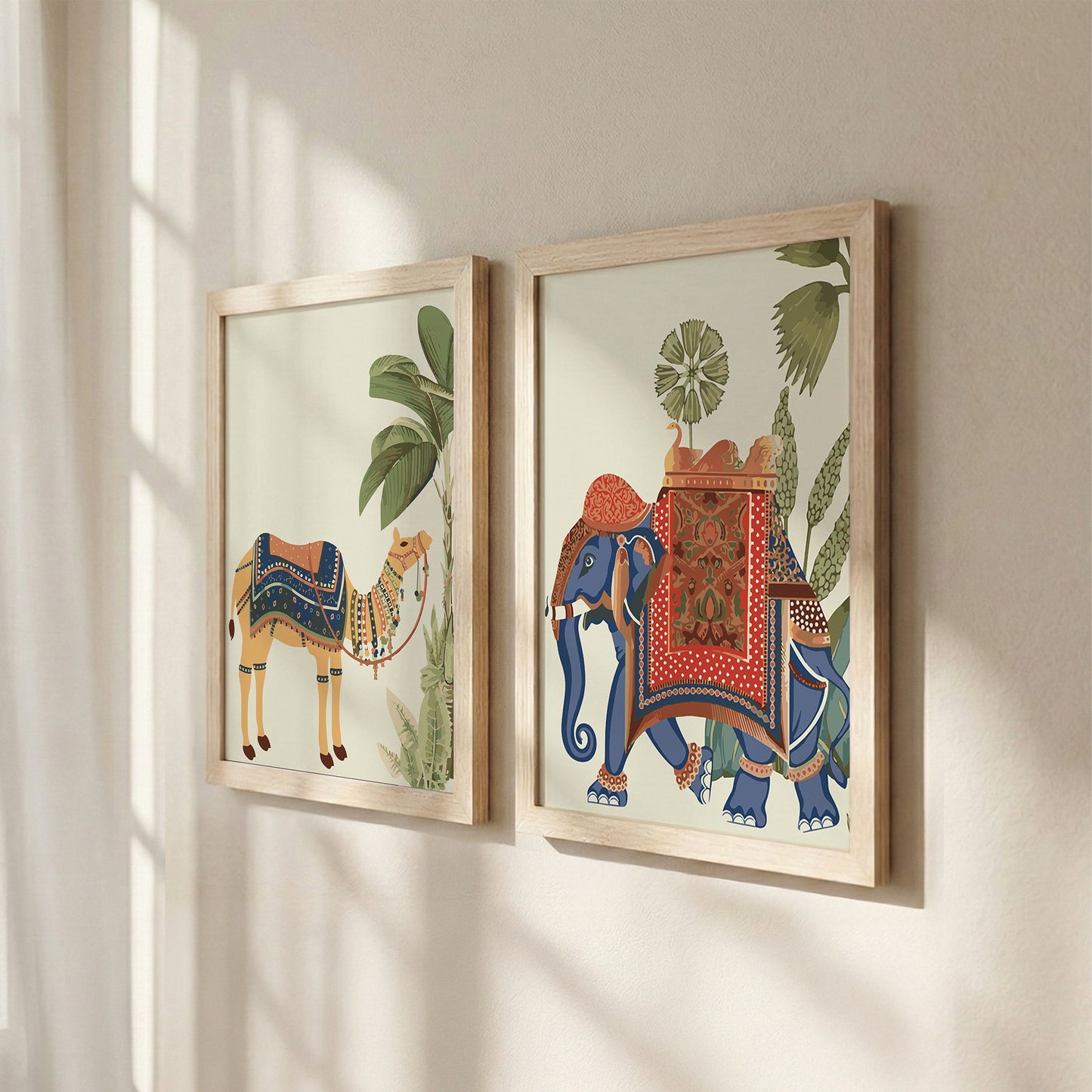 Elephant & Camel Heritage Wall Frame Set of 2