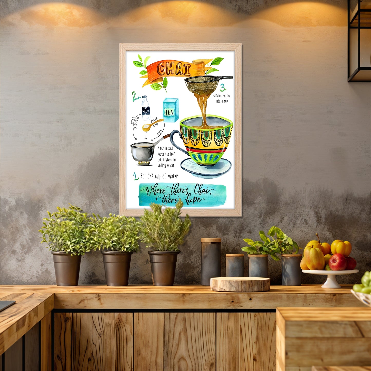 Chai Recipe Kitchen Wall Frame Set of 1
