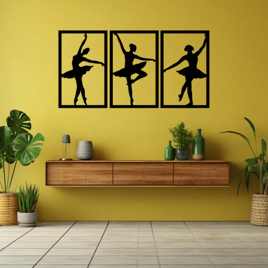 Ballet Dancers Pinewood Wall Art
