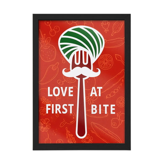 Love at First Bite (Red Background) Wall Frame