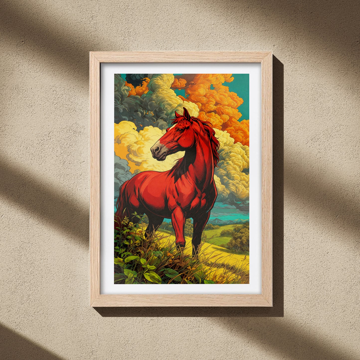 Crimson Horse in the Highlands Wall Frame