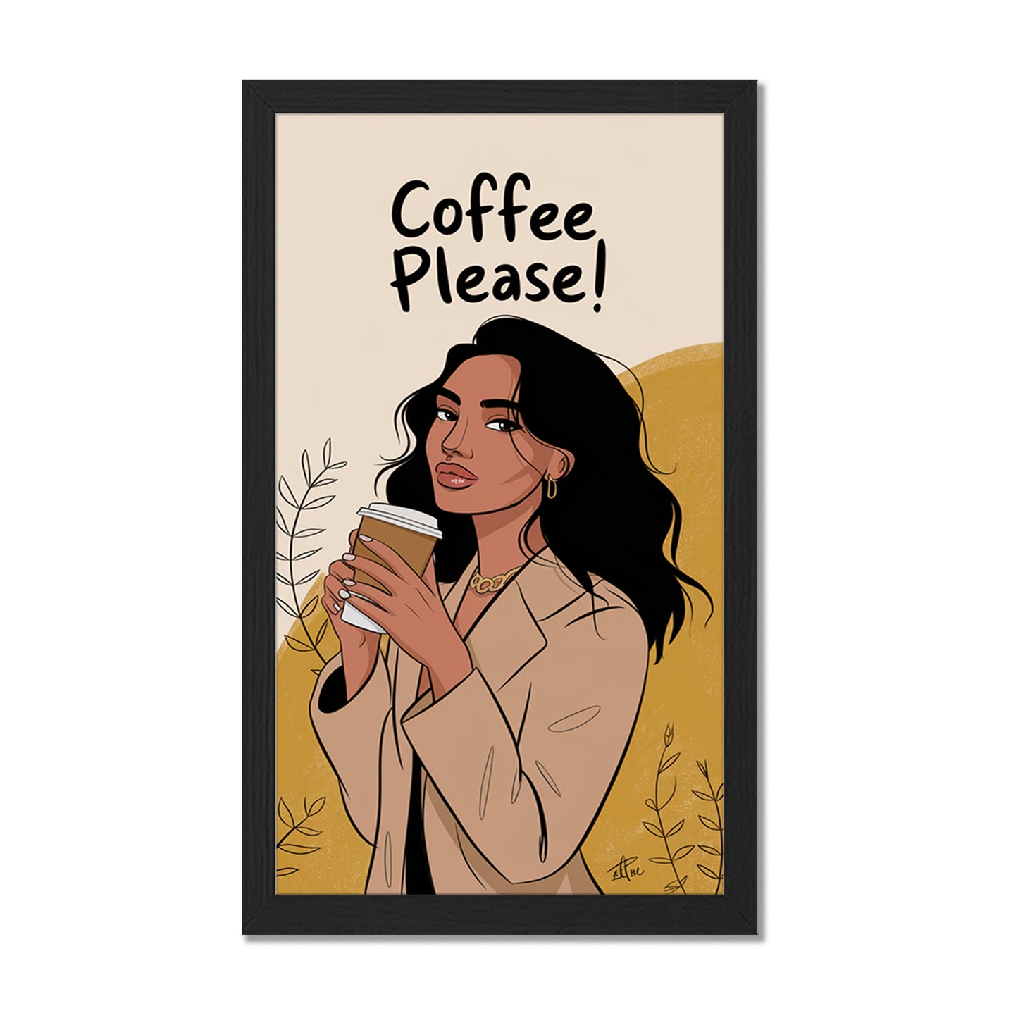 Modern Coffee Girl Illustration