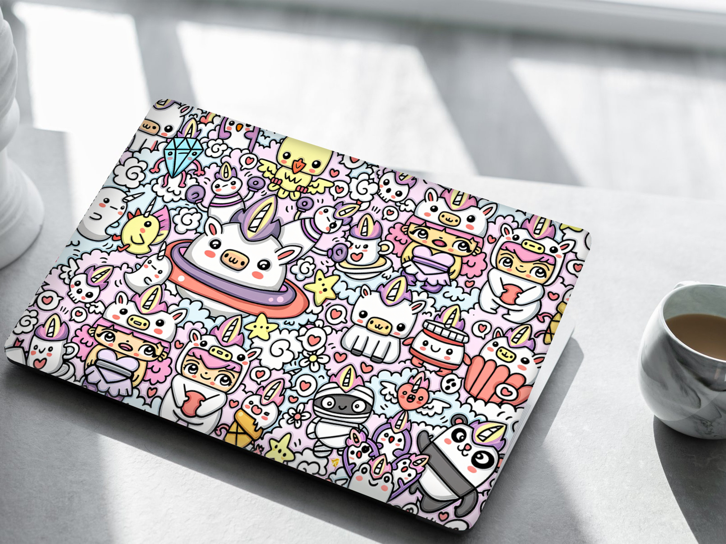 Cute Unicorn Doodle Laptop Skin