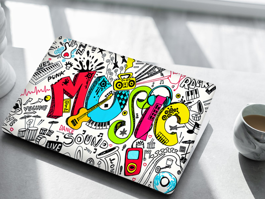 Music Vibes Doodle Laptop Skin