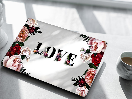 Floral Love Typography Laptop Skin