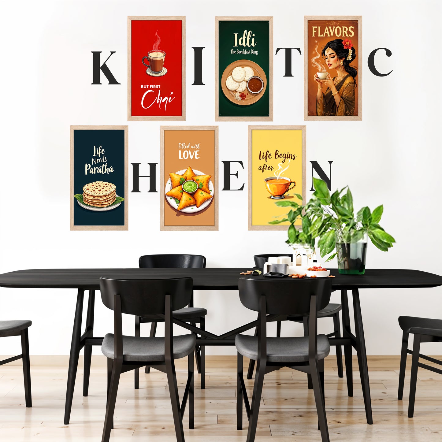 Indian Kitchen Food & Chai Wall Art Set
