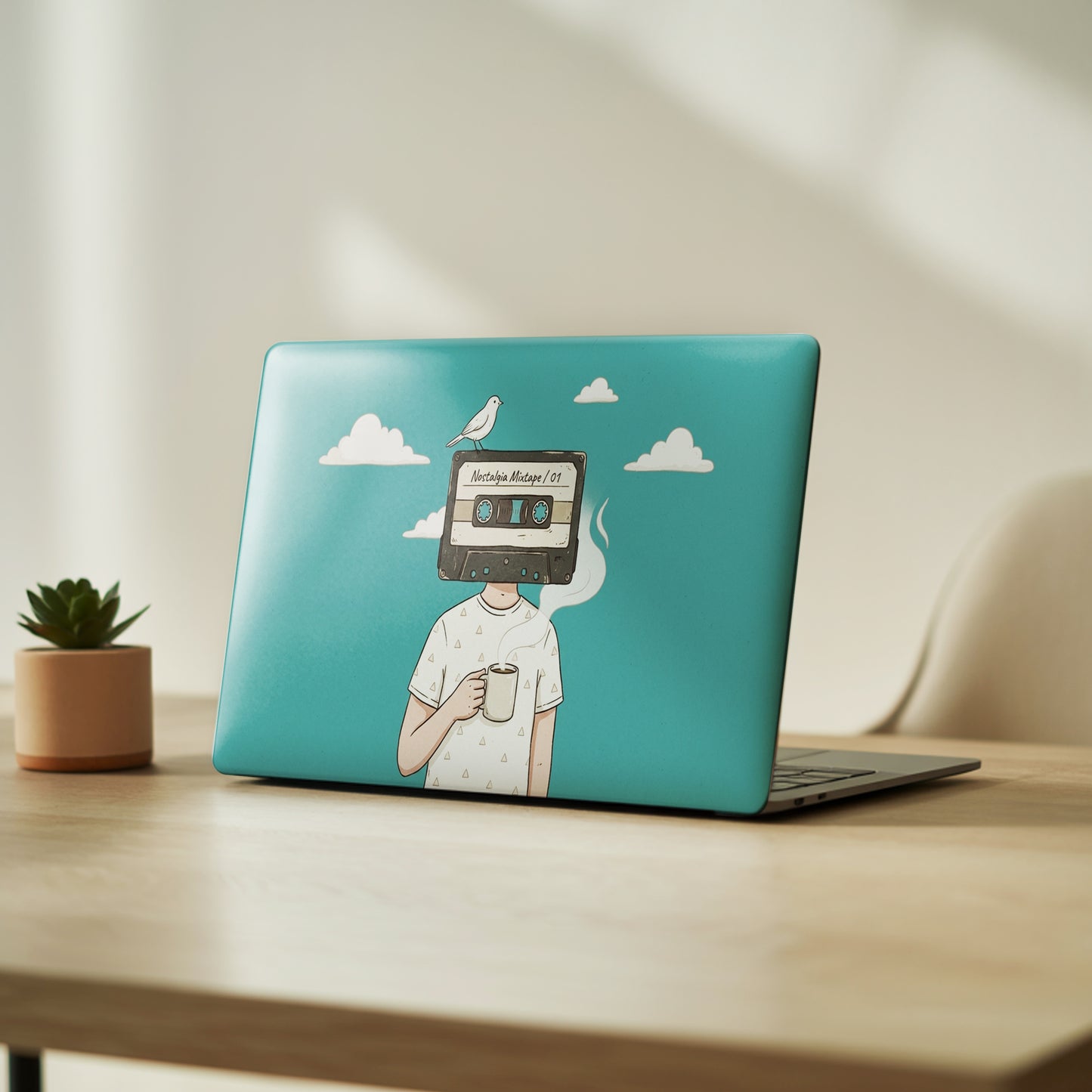 Lo-Fi Cassette Head & Coffee Premium Laptop Skin