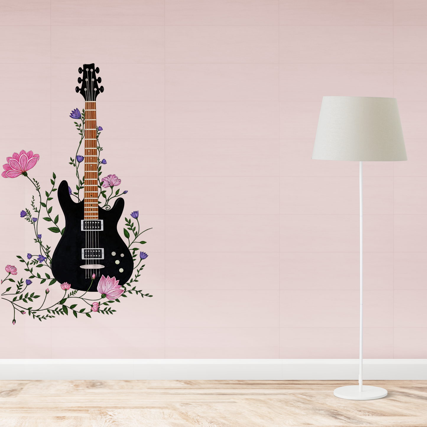 Floral Electric Guitar Wall Sticker
