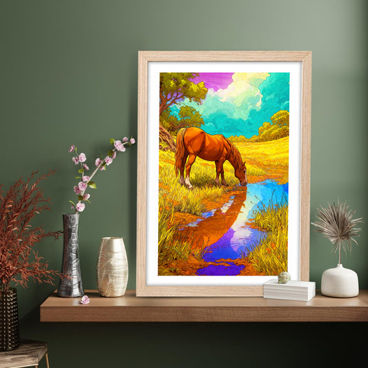 Golden Pasture Horse Poster