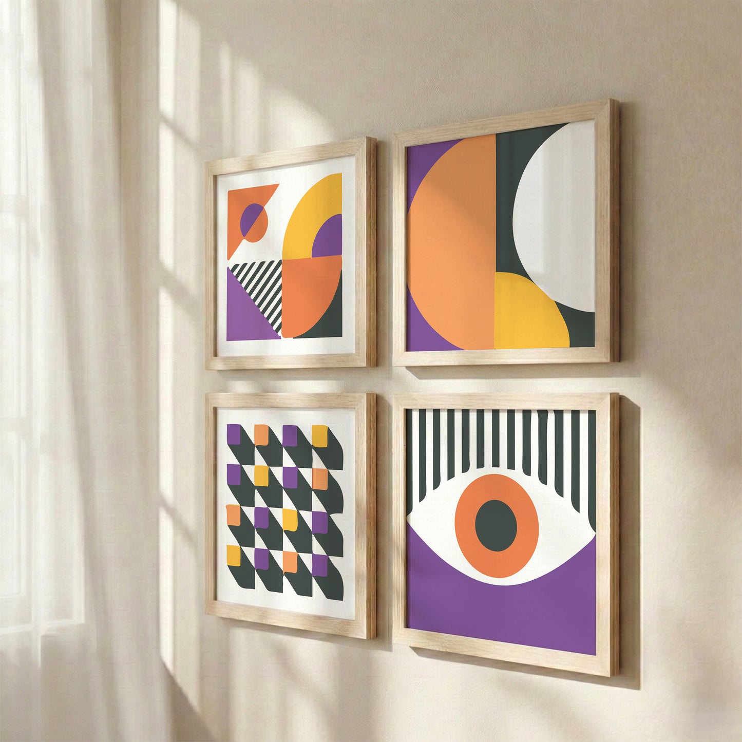 Bold Geometric Modern Wall Frames Set of 4