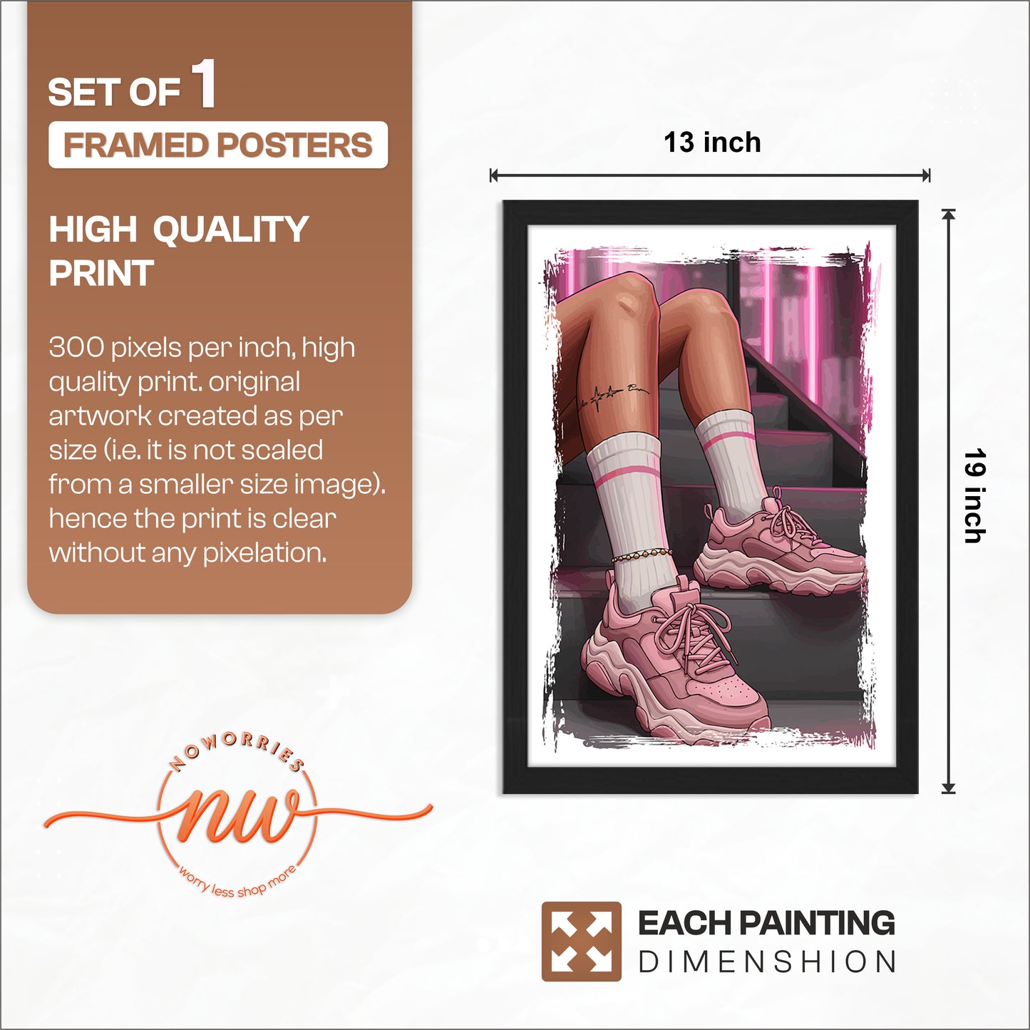 Pink Sneaker Aesthetic Fashion Framed Poster