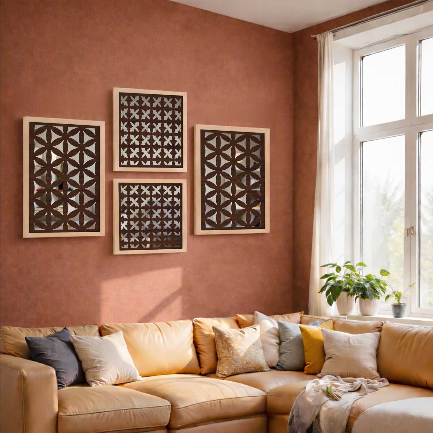 Modern Geometric Mirror Set of 4