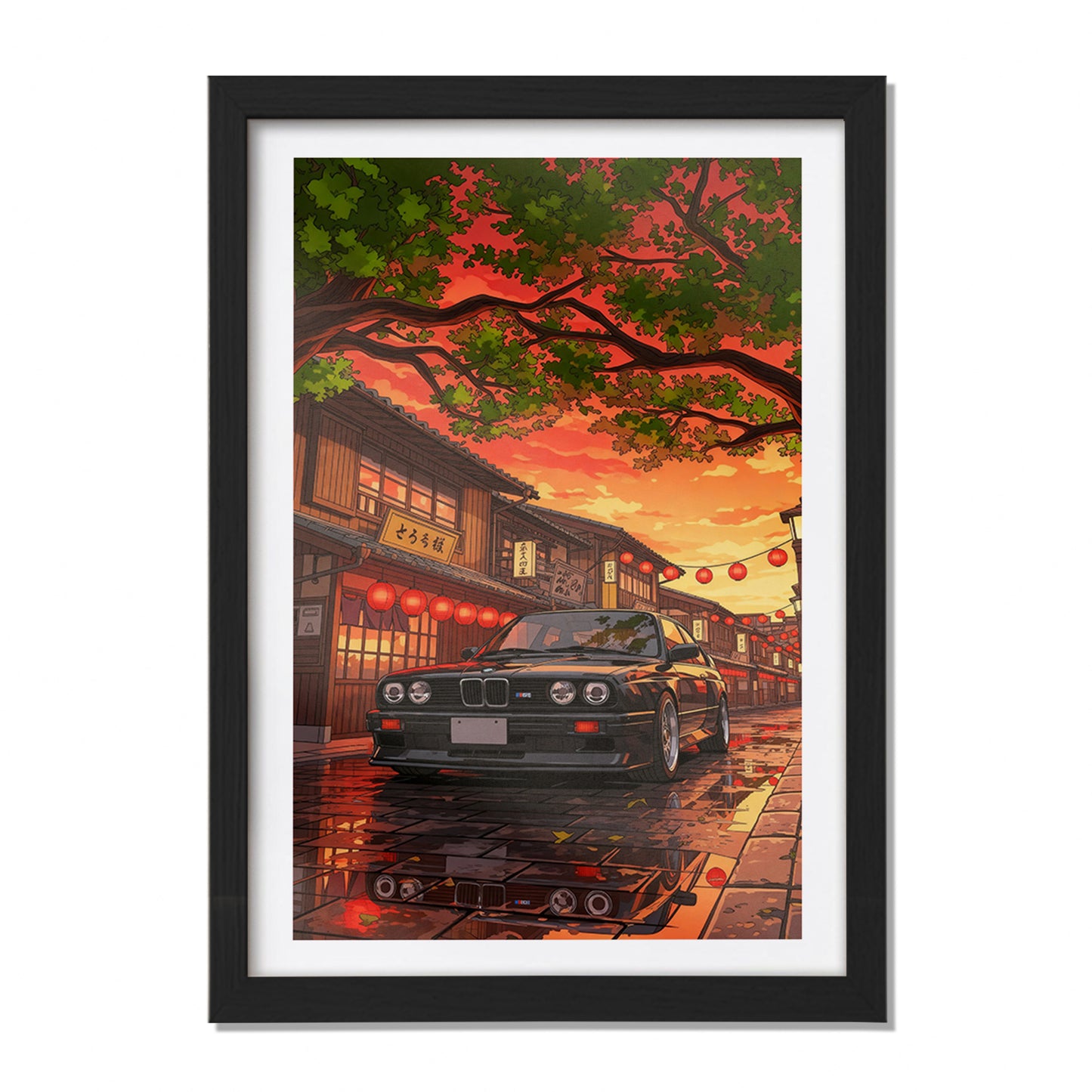 Retro BMW at Sunset Street Wall Frame