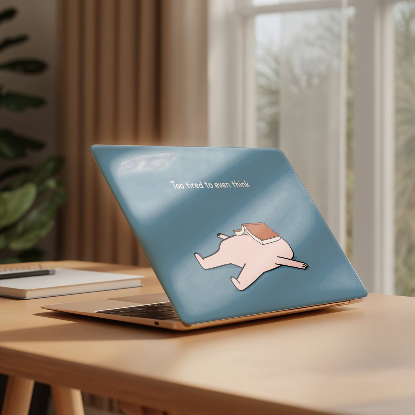 Too Tired to Think Humorous Graphic Laptop Skin