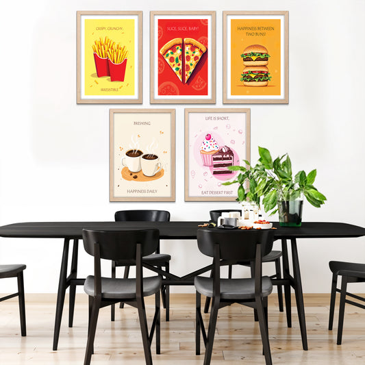 Foodie Kitchen Wall Art Set of 5