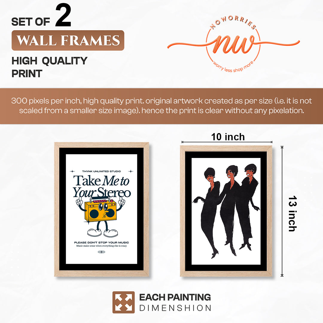 Retro Music & Soul Sisters Wall Art Set