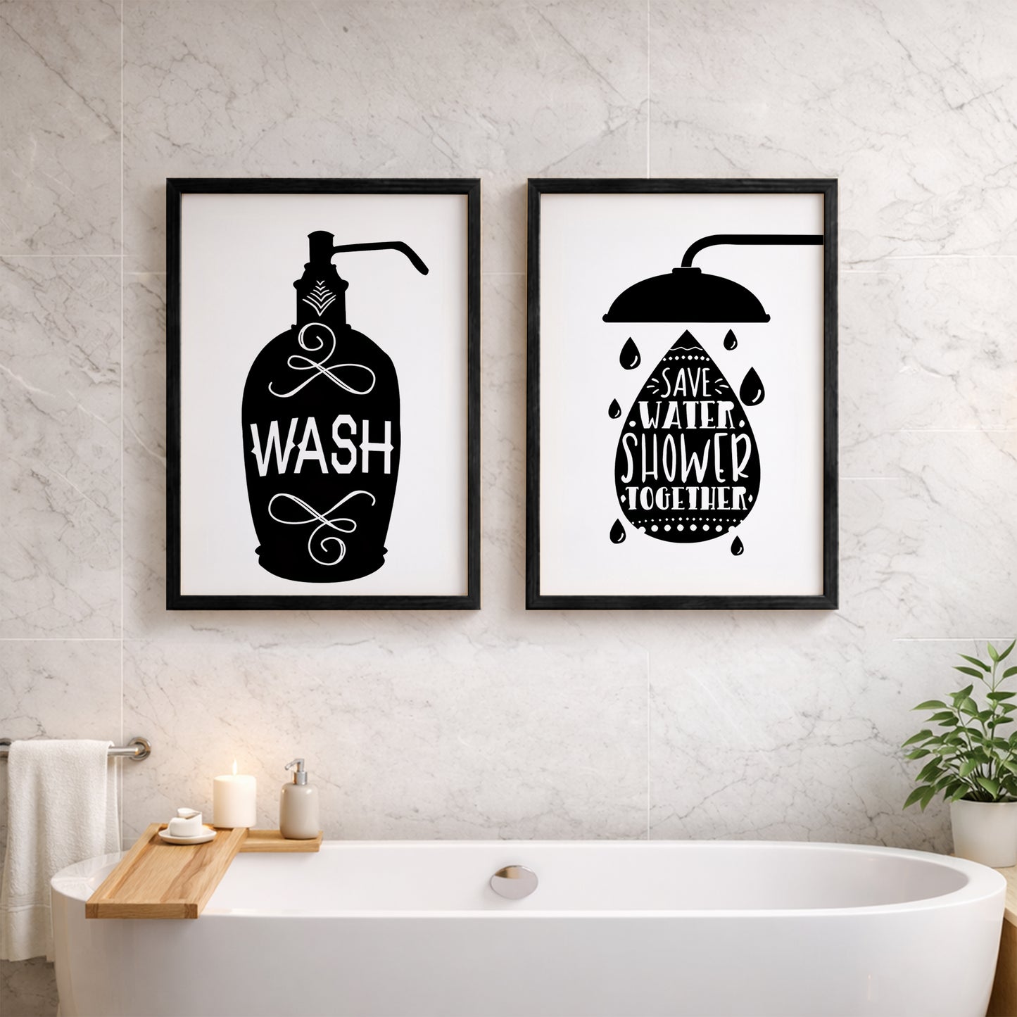 Bathroom Rules Wall Frames Set of 2