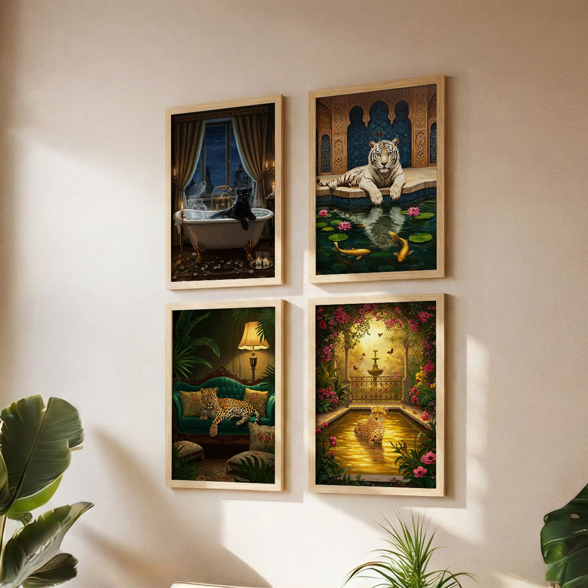 Exotic Wildlife Gallery Wall Art Frames Set of 4