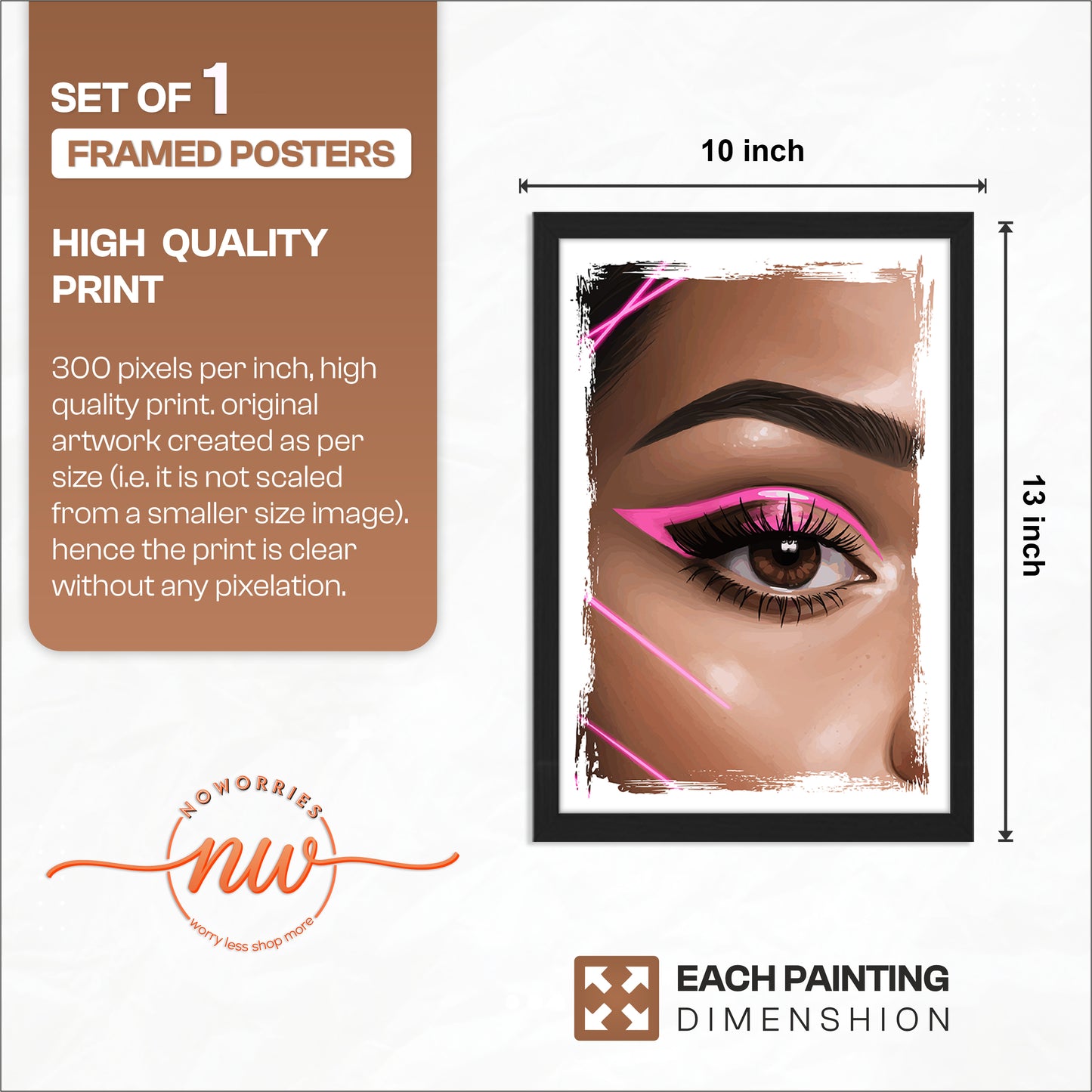 Pink Neon Eye Makeup Beauty Framed Poster