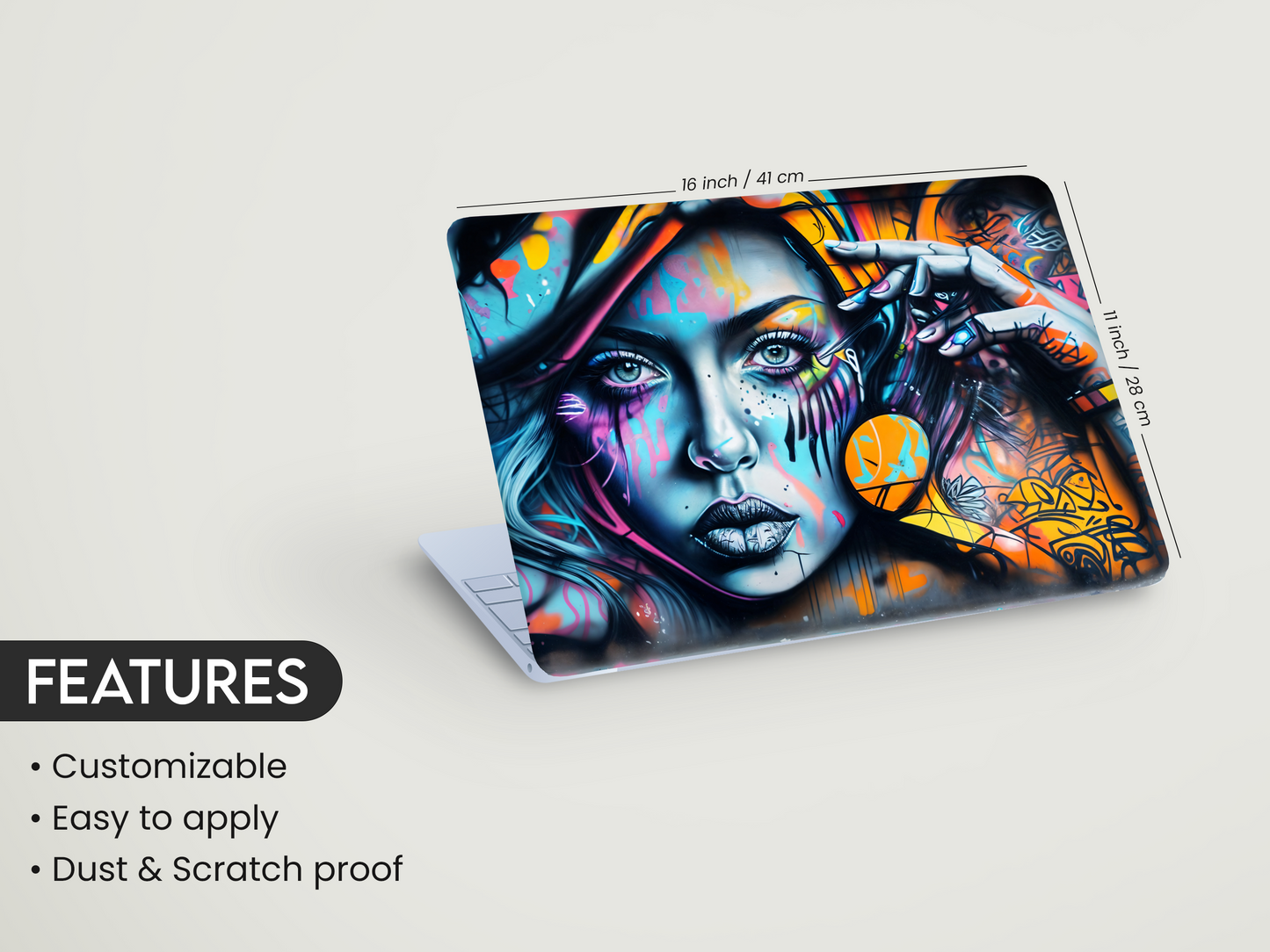 Neon Graffiti Portrait Laptop Skin