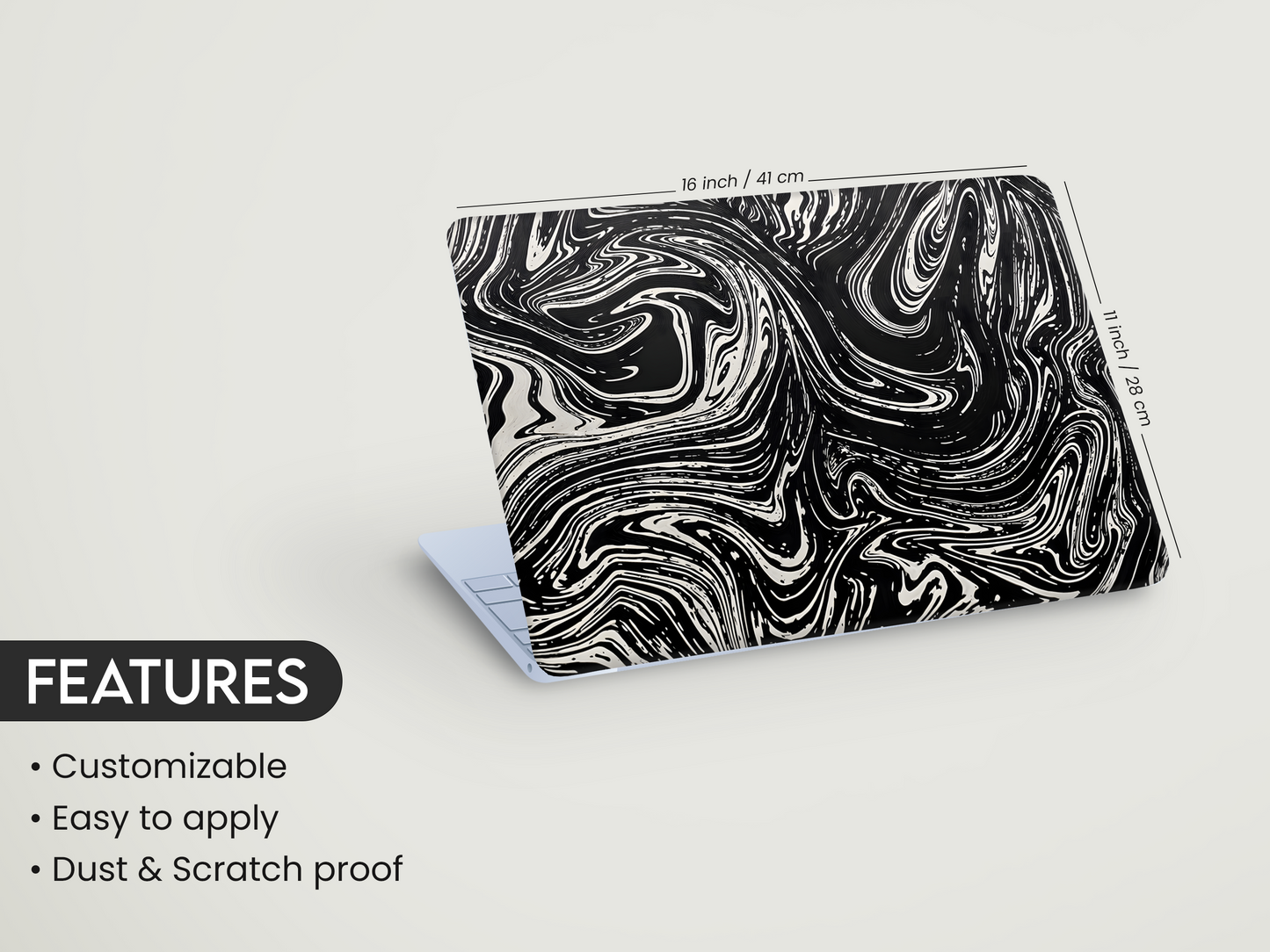 Black Marble Swirl Laptop Skin