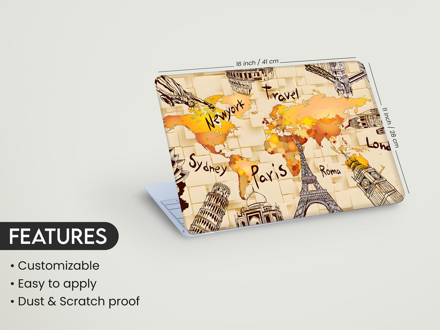 Travel Map Skin Laptop Skin