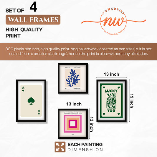 Lucky Card Wall Decor Set of 4