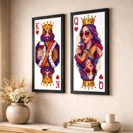 King & Queen Card Art Wall Frame Set of 2