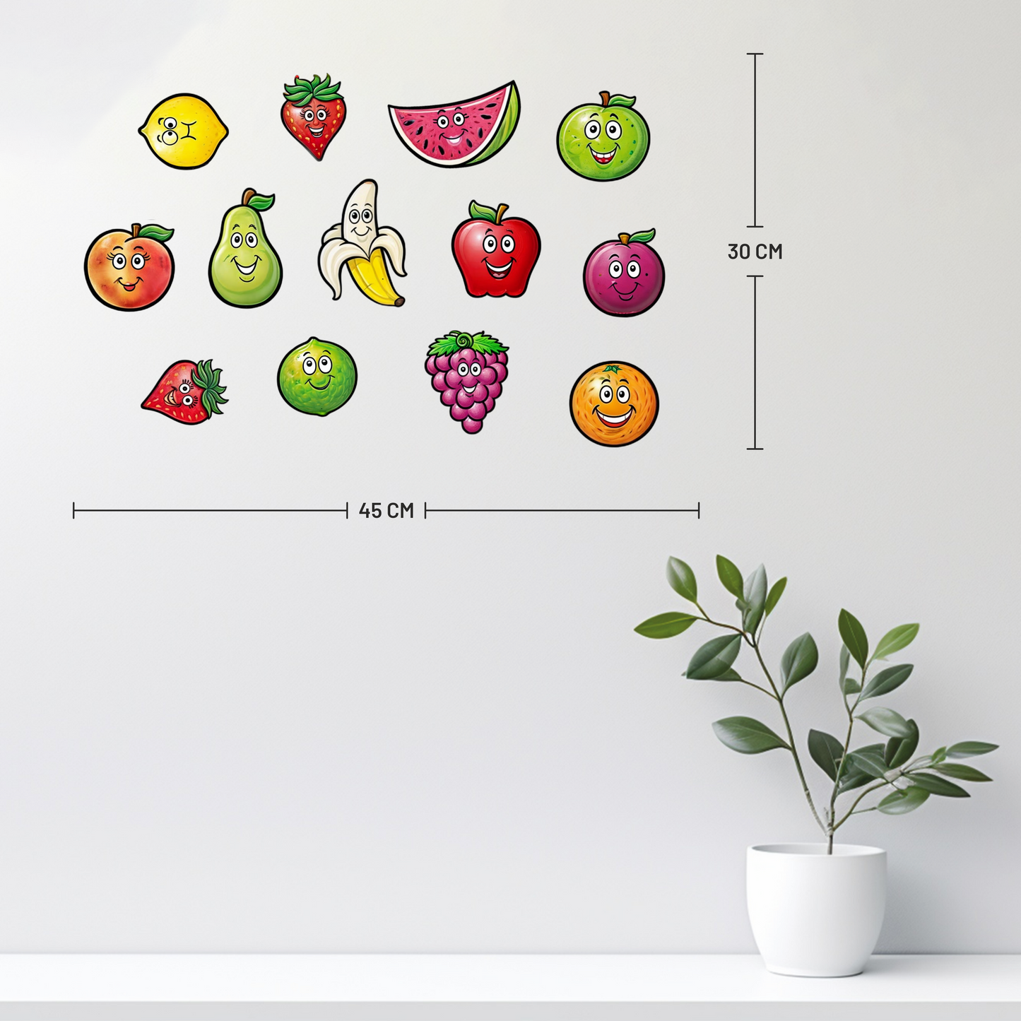 Smiling Cartoon Fruit Kitchen/Kids Room Wall Sticker