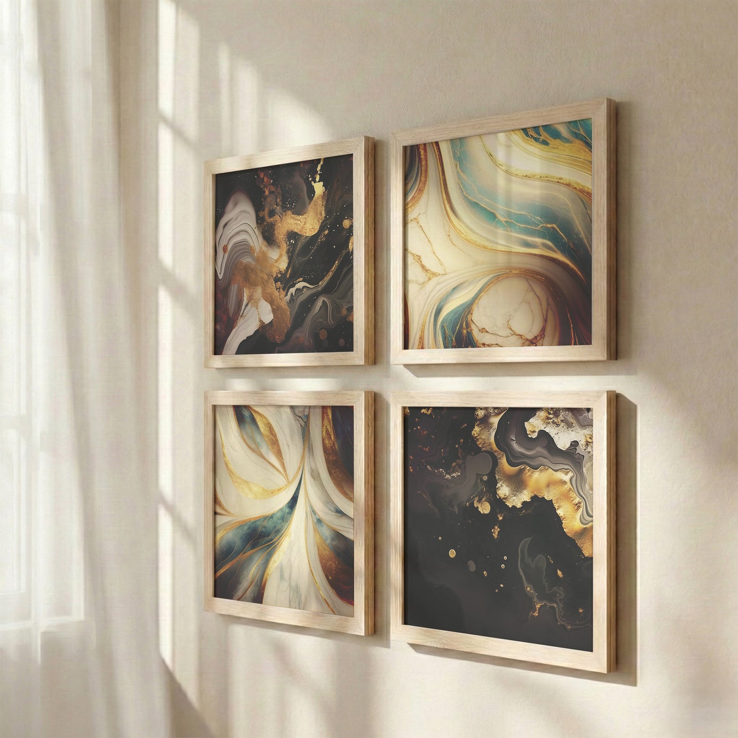 Golden Marble Wall Art Set of 4