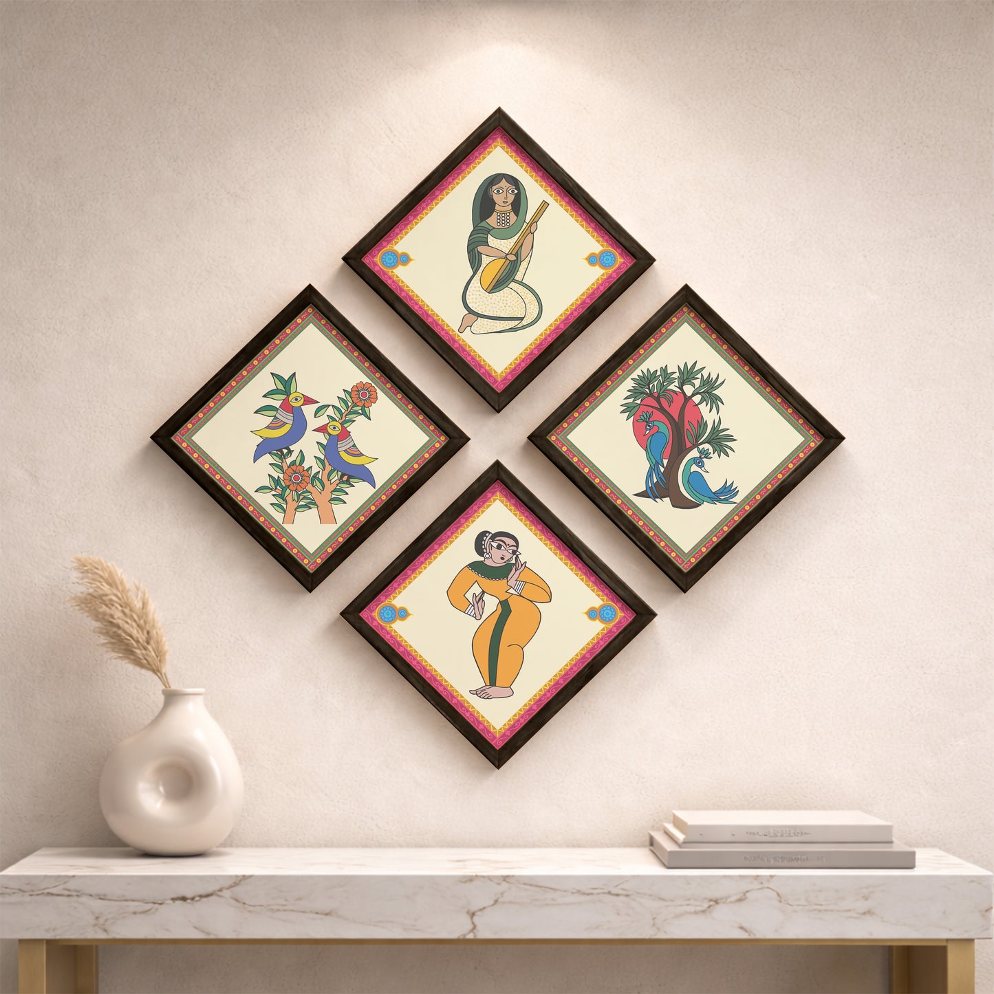 Folk Heritage Wall Art Set of 4