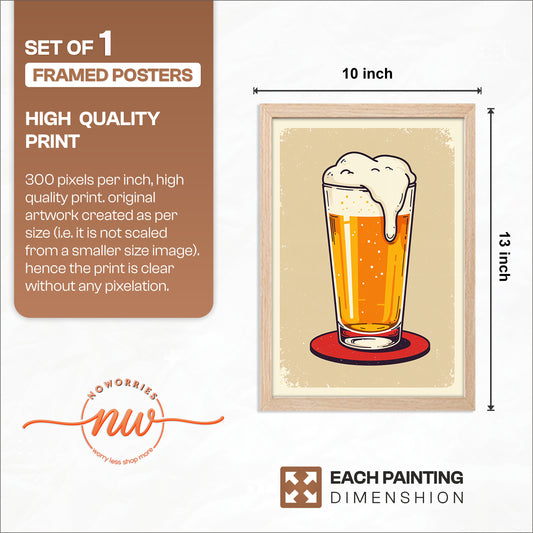 Beer Glass Illustration Frame Set of 1