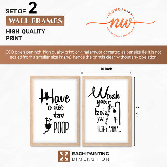Funny Bathroom Quotes Wall Frames Set of 2